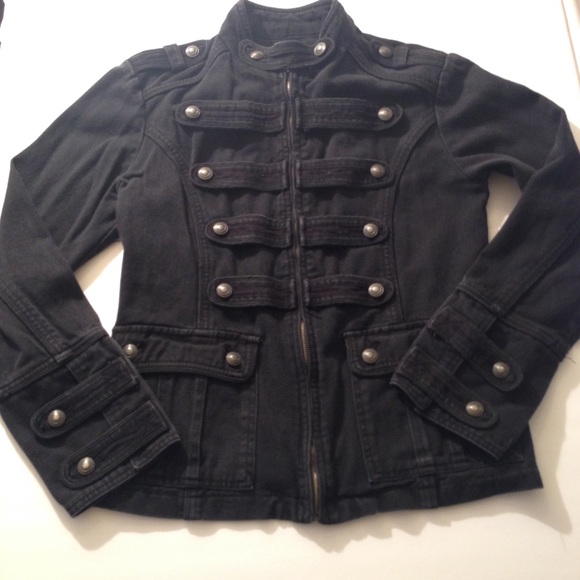 black denim military jacket